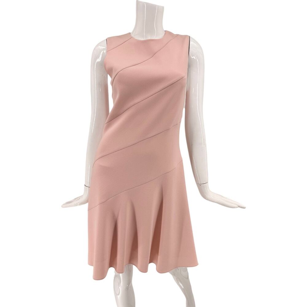 Theory Admiral Crepe Diagonal Jewel Neck Sleeveless Mini Dress Pink Size 6